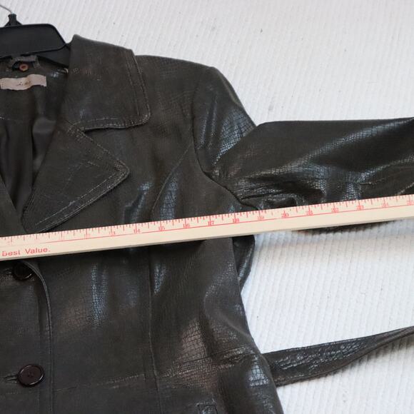 i.e. Genuine Leather Snakeskin Trench Coat w/ Belt Women’s Size L - Picture 5 of 7